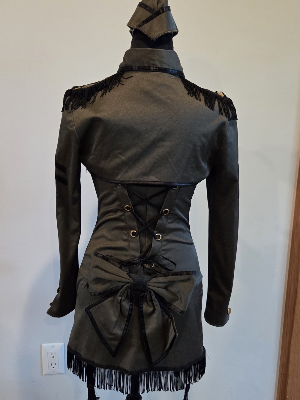 Olive Green Military-Inspired Corset Jacket & Skirt Set - Picture 12 of 16